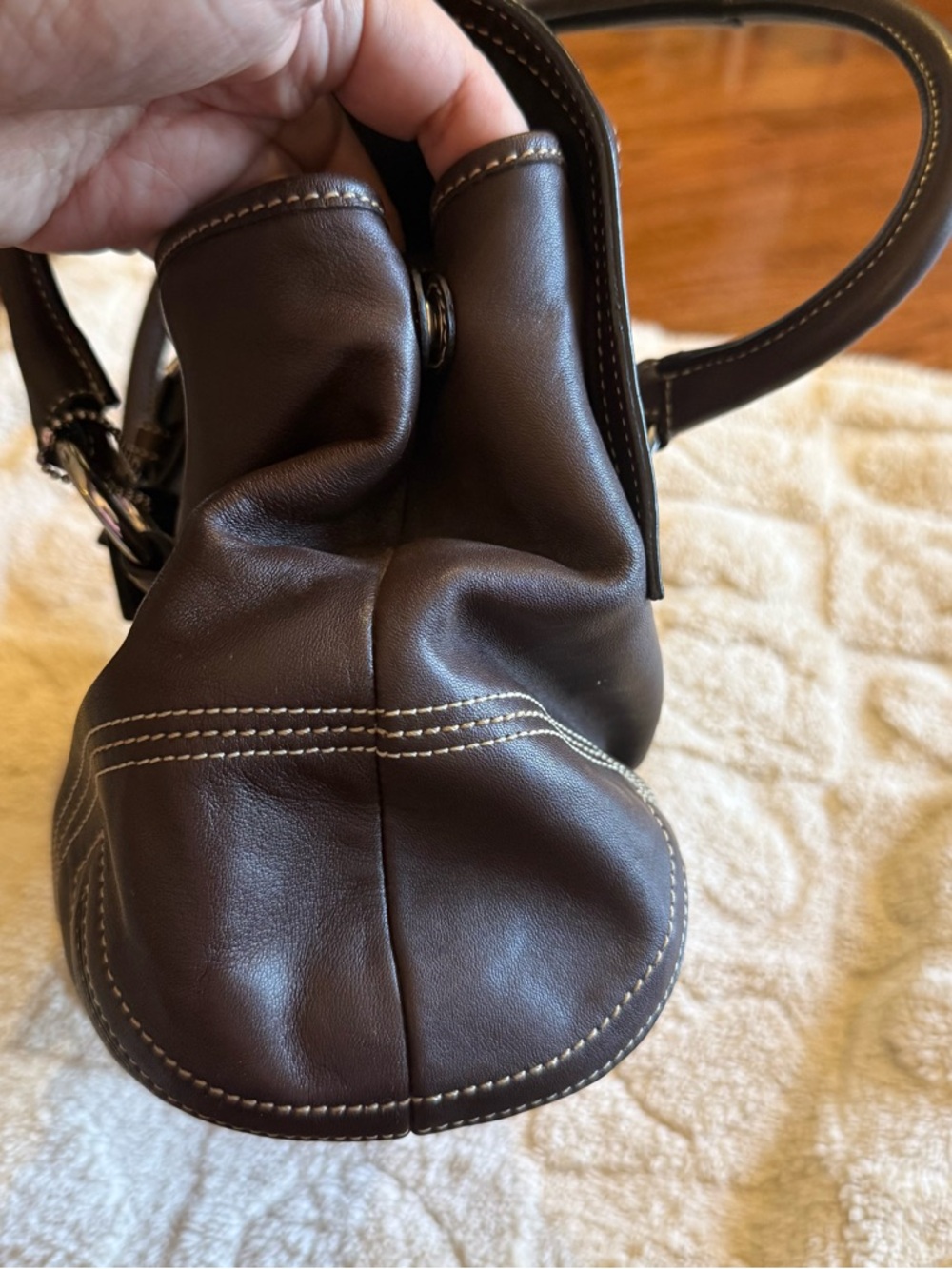 NWOT Classic Coach Vintage Dark Brown Leather Hobo Hampton Handbag - Picture 3 of 12
